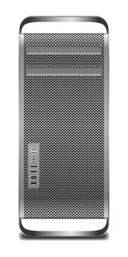 Realistic Silver Computer Tower Front Stock Illustration