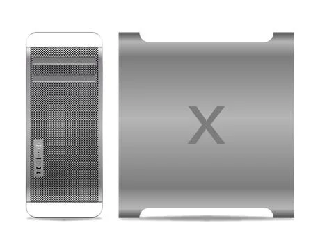 Realistic Silver Computer Tower 스톡 일러스트