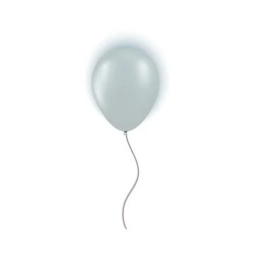 Realistic silver grey balloon isolated on white background. Design element for Illustrazione stock