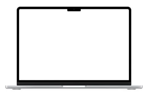 Realistic silver laptop empty screen frame overlay mockup. Mobile PC display Illustrazione stock