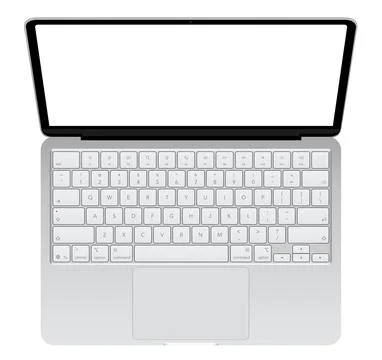 Realistic silver laptop empty screen frame overlay mockup. Mobile PC display Stock Illustration