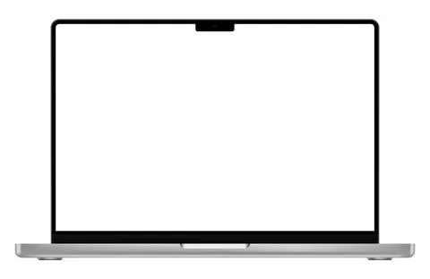 Realistic silver laptop empty screen frame overlay mockup. Mobile PC display Stock Illustration