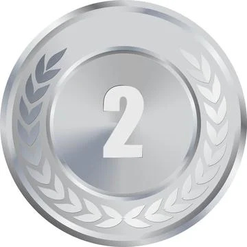 Realistic Silver Medal Vector, 2nd Silver Award, 2nd Prize, Silver Challeng.. Stock Illustration