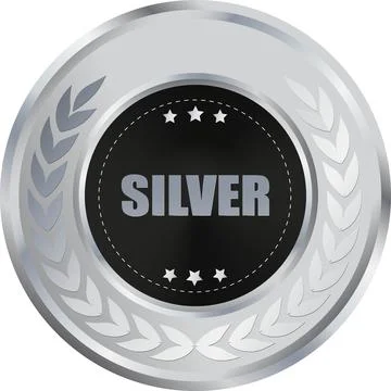 Realistic Silver Medal Vector, Silver Award, Prize, Silver Challenge Award,.. Stock Illustration