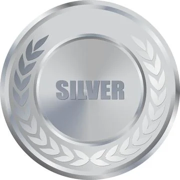 Realistic Silver Medal Vector, Silver Award, Prize, Silver Challenge Award,.. Stock Illustration