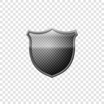 Realistic Silver shield emblem isolated object on transparent background. Guard イラスト素材