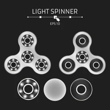 Realistic silver spinner on a black background. Disassembled bearings and det 库存插图