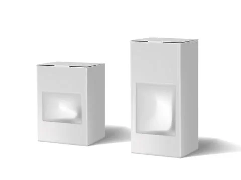 Realistic Simple Paper Box Packaging With Window Stock Illustration