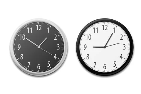 Realistic Simple Round Wall Office Clock. Vector illustration. Stock Illustration