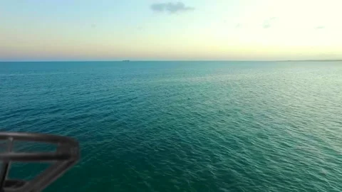 Realistic simulation of a drone flying over the sea with sound - Full HD Stock Footage 180968652