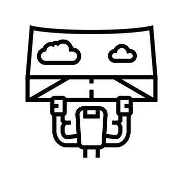 Realistic simulator in education machine flight school line icon vector Stock Illustration