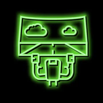 Realistic simulator in education machine flight school neon glow icon illus.. Stock Illustration