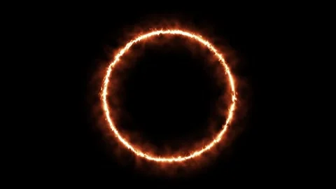 Realistic single fire burning frame ring of fire flame black background. Stock Footage 312025472