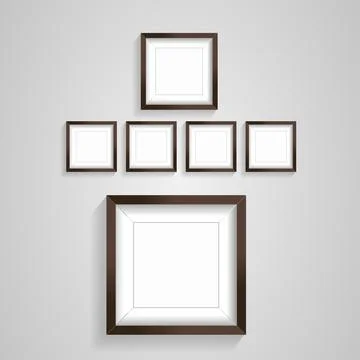 Realistic Six poster frames mock up. Vector illustration of picture frame w.. Stock Illustration