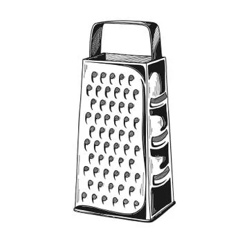 Realistic sketch of a kitchen grater. Vector. Stock Illustration
