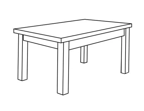 Realistic sketch of the table in perspective. Vector Stock Illustration