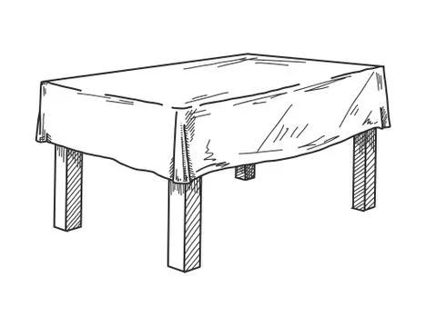 Realistic sketch of the table in perspective. Vector Stock Illustration