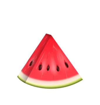 Realistic Slice of Watermelon, Water Melon Isolated on White Background Stock Illustration