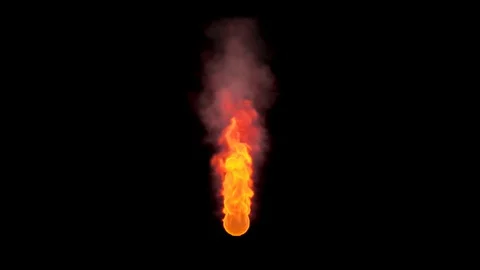 Realistic Slowmotion Ball fire and smoke on black background Stock Footage 118524775