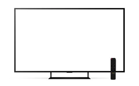 Realistic smart tv screen mockup with remote control Stock Illustration
