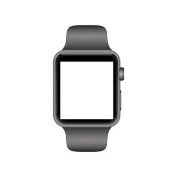 Realistic smart watch with blank empty screen isolated on white background Stock Illustration