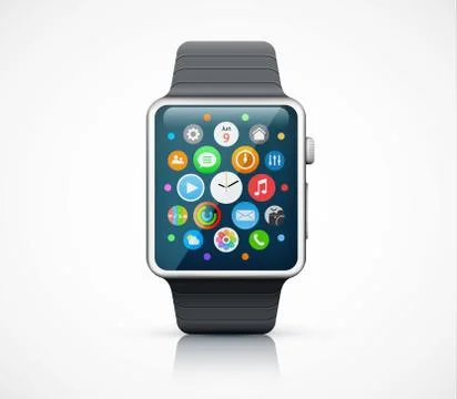 Realistic smart watch on white background Illustrazione stock