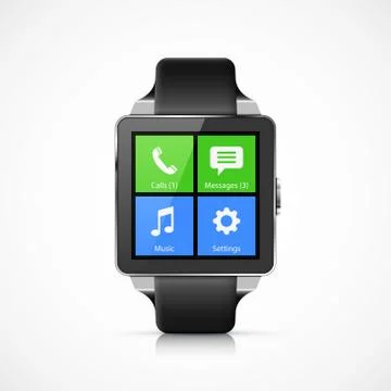 Realistic smart watch on white background Illustrazione stock
