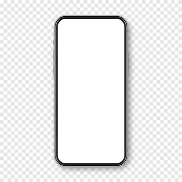 Realistic smartphone with blank touch screen on checkered background. Frameless Stock Illustration