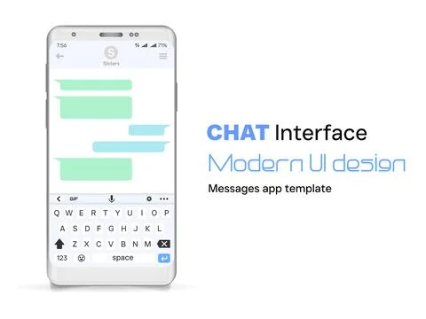 Realistic smartphone with chat interface messaging app Stock Illustration