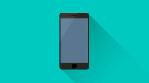 Realistic Smartphone icon in Flat Design on Aqua Background. Ilustración de archivo