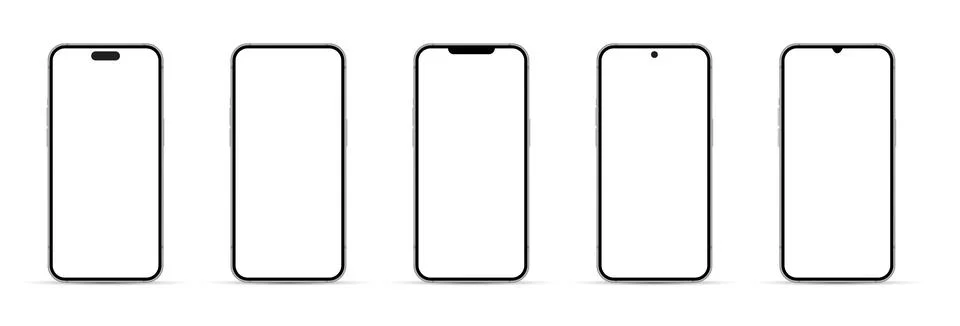 Realistic Smartphone Interface, High Quality Mobile Phone Front View Stock Illustration