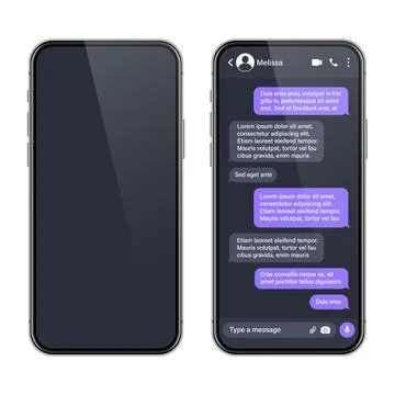 Realistic smartphone with messaging app. SMS text frame. Conversation chat Stock Illustration