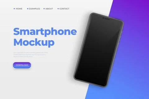 Realistic smartphone mockup. 3d mobile phone with blank screen. Modern cell.. Stock Illustration