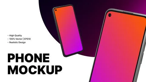 Realistic Smartphone Mockup for Advertisement. Gradient App, Ui, Device Banner Stock Illustration