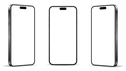 Realistic smartphone mockup from angled view. Mobile phone isolated on white  Stock Illustration