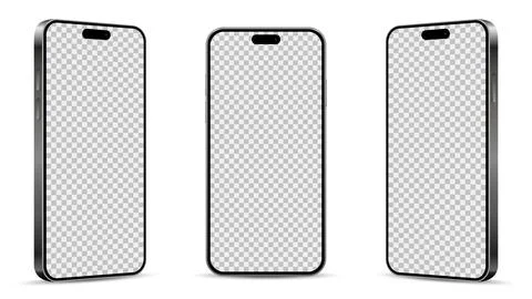 Realistic smartphone mockup from angled view. Mobile phone isolated on white  Stock Illustration