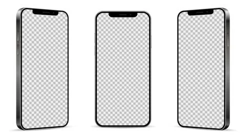 Realistic smartphone mockup from angled view. Mobile phone isolated on white  Stock Illustration