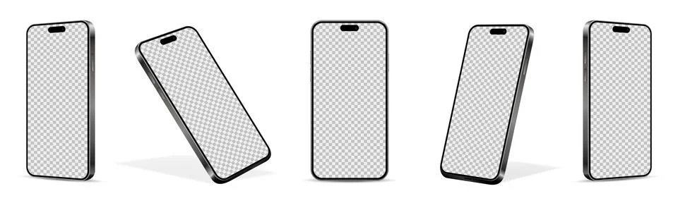 Realistic smartphone mockup from angled view. Mobile phone isolated on white  Stock Illustration