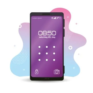 Realistic smartphone mockup with pattern lock on screen Illustrazione stock