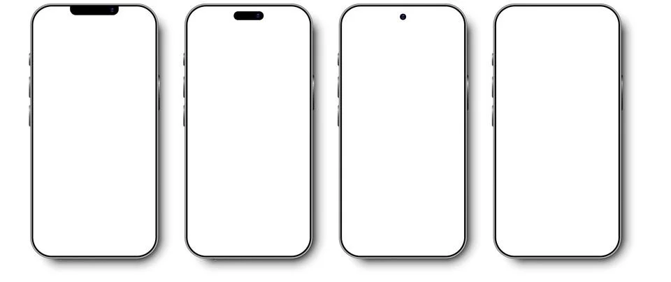 Realistic Smartphone Mockup Set with Soft Shadow Modern Mobile Frame Collecti Stock Illustration