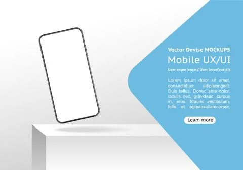 Realistic Smartphone Mockup with website elements on a black background. Stock Illustration