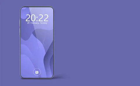 Realistic smartphone is placed vertically, with a pattern on the screen showi Stock Illustration