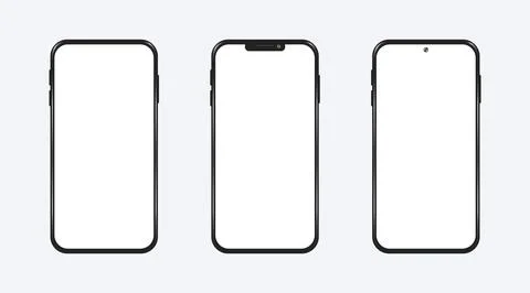 Realistic Smartphone Showcase Illustration Vector Mockup Set Stock Illustration