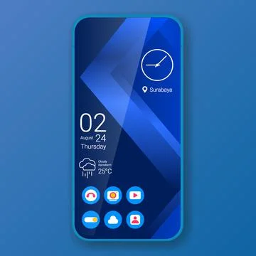 Realistic smartphone user interface blue elegant theme design Stock Illustration