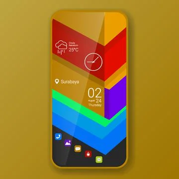 Realistic smartphone user interface construction elegant theme design Stock Illustration