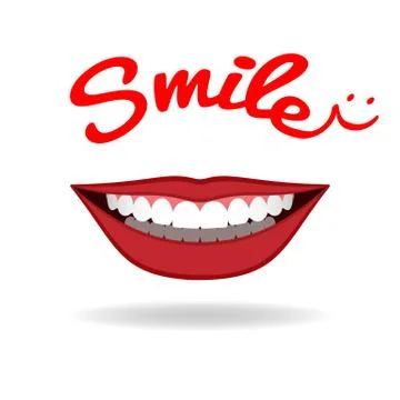 Realistic smile isolated on white. Vector Stock Illustration