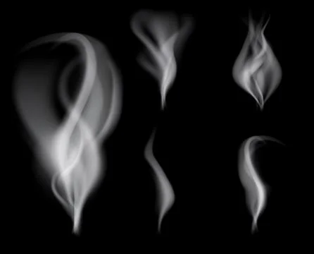 Realistic smoke on black background Illustrazione stock