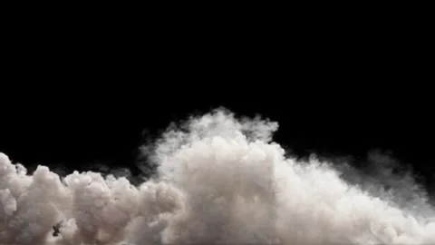 Realistic smoke clouds pollution movement effect on black backgrounds eleme.. Stock Footage 332686540