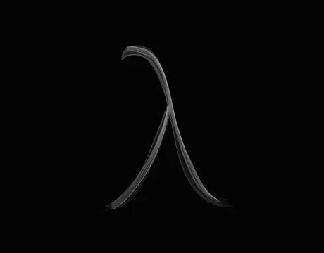 Realistic smoke shape with lambda alphabet spreading on dark background Photos
