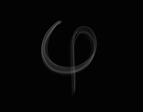 Realistic smoke shape with phi alphabet spreading on dark background Stockfoto's